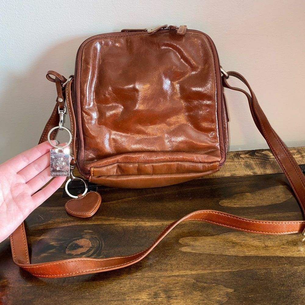 Giani Bernini Brown Leather Crossbody Purse Bag NEW
